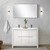 Lexora Lafarre 48 inch W x 20 in D White Double Sink Vanity Cabinet, White Quartz Top and Gun Metal Faucet Set - LVLF48DW203