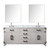 Lexora Laurel 72 inch W White Oak Double Sink Vanity Cabinet, Carrara Marble Top, Faucet Set, and 34 in Mirrors - LVL72DM111