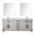 Lexora Laurel 72 inch W White Oak Double Sink Vanity Cabinet, White Quartz Top, Faucet Set, and 34 in Mirrors - LVL72DM211