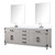 Lexora Laurel 84 inch W White Oak Double Sink Vanity Cabinet, White Quartz Top, Faucet Set, and 36 in Mirrors - LVL84DM211