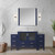 Lexora Volez 60 inch W Navy Blue Double Sink Vanity Cabinet with Side Cabinet, and White Ceramic Top - LVV60D24E600