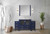 Lexora Volez 60 inch W Navy Blue Double Sink Vanity Cabinet with Side Cabinet, and White Ceramic Top - LVV60D24E600