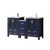 Lexora Volez 60 inch W Navy Blue Double Sink Vanity Cabinet with Side Cabinet, White Ceramic Top, and Faucet Set - LVV60D24E601