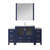Lexora Volez 60 inch W Navy Blue Bath Vanity Cabinet with Side Cabinets, Faucet Set, White Ceramic Top, and 34 in Mirror - LV341860SEESM34F