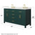 Wyndham Beckett 60 Inch Double Bathroom Vanity in Green, Giotto Quartz Countertop, Undermount Square Sinks (3-Hole), Brushed Gold Trim - WCG242460DGDGTUS3MXX