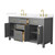 Wyndham Beckett 60 Inch Double Bathroom Vanity in Dark Gray, White Quartz Countertop, Undermount Square Sinks (3-Hole), Brushed Gold Trim - WCG242460DGGWQUS3MXX