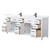 Wyndham Beckett 84 Inch Double Bathroom Vanity in White, White Quartz Countertop, Undermount Square Sinks (1-Hole), Matte Black Trim - WCG242484DWBWQUNSMXX