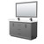 Wyndham Strada 60 Inch Double Bathroom Vanity in Dark Gray, Carrara Cultured Marble Countertop, Undermount Square Sink, Matte Black Trim, 58 Inch Mirror - WCF414160DGBC2UNSM58