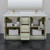 Wyndham Strada 60 Inch Double Bathroom Vanity in Light Green, Carrara Cultured Marble Countertop, Undermount Square Sinks, Satin Bronze Trim, 58 Inch Mirror - WCF414160DLZC2UNSM58