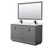 Wyndham Strada 60 Inch Double Bathroom Vanity in Dark Gray, White Carrara Marble Countertop, Undermount Square Sink, Matte Black Trim, 58 Inch Mirror - WCF414160DGBCMUNSM58