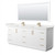Wyndham Strada 84 Inch Double Bathroom Vanity in White, White Quartz Countertop, Undermount Square Sink (1-Hole), Satin Bronze Trim, 70 Inch Mirror - WCF414184DWZWQUNSM70