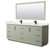 Wyndham Strada 84 Inch Double Bathroom Vanity in Light Green, White Quartz Countertop, Undermount Square Sinks (1-Hole), Matte Black Trim, 70 Inch Mirror - WCF414184DLBWQUNSM70