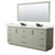 Wyndham Strada 84 Inch Double Bathroom Vanity in Light Green, White Quartz Countertop, Undermount Square Sinks (3-Hole), Matte Black Trim, 70 Inch Mirror - WCF414184DLBWQUS3M70