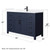 Wyndham Beckett 54 Inch Single Bathroom Vanity in Dark Blue, White Quartz Countertop, Undermount Square Sink (1-Hole), Matte Black Trim - WCG242454SBBWQUNSMXX Wyndham Beckett 54 Inch Single Bathroom Vanity in Dark Blue, White Quartz Countertop, Undermount Square Sink (1-Hole), Matte Black Trim - WCG242454SBBWQUNSMXX