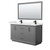 Wyndham Strada 60 Inch Double Bathroom Vanity in Dark Gray, White Quartz Countertop, Undermount Square Sink (1-Hole), Matte Black Trim, 58 Inch Mirror - WCF414160DGBWQUNSM58