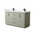 Wyndham Strada 60 Inch Double Bathroom Vanity in Light Green, White Cultured Marble Countertop, Undermount Square Sinks, Matte Black Trim - WCF414160DLBWCUNSMXX