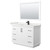 Wyndham Strada 48 Inch Single Bathroom Vanity in White, White Quartz Countertop, Undermount Square Sink (1-Hole), Matte Black Trim, 46 Inch Mirror - WCF414148SWBWQUNSM46