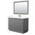 Wyndham Strada 48 Inch Single Bathroom Vanity in Dark Gray, Giotto Quartz Countertop, Undermount Square Sink (1-Hole), Satin Bronze Trim, 46 Inch Mirror - WCF414148SGZGTUNSM46