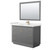 Wyndham Strada 48 Inch Single Bathroom Vanity in Dark Gray, White Quartz Countertop, Undermount Square Sink (1-Hole), Satin Bronze Trim, 46 Inch Mirror - WCF414148SGZWQUNSM46