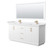 Wyndham Strada 72 Inch Double Bathroom Vanity in White, White Cultured Marble Countertop, Undermount Square Sink, Satin Bronze Trim, 70 Inch Mirror - WCF414172DWZWCUNSM70