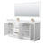 Wyndham Strada 72 Inch Double Bathroom Vanity in White, White Cultured Marble Countertop, Undermount Square Sink, Satin Bronze Trim, 70 Inch Mirror - WCF414172DWZWCUNSM70