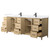 Wyndham Elan 84 Inch Double Bathroom Vanity in White Oak, White Quartz Countertop, Undermount Square Sinks (1-Hole), Matte Black Trim - WCH717184DHBWQUNSMXX