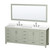 Wyndham Sheffield 84 Inch Double Bathroom Vanity in Light Green, White Quartz Countertop, Undermount Square Sinks (3-Hole), Brushed Nickel Trim, 70 Inch Mirror - WCS141484DLGWQUS3M70