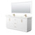 Wyndham Strada 72 Inch Double Bathroom Vanity in White, Giotto Quartz Countertop, Undermount Square Sink (1-Hole), Satin Bronze Trim, 70 Inch Mirror - WCF414172DWZGTUNSM70