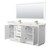 Wyndham Strada 72 Inch Double Bathroom Vanity in White, White Quartz Countertop, Undermount Square Sink (1-Hole), Satin Bronze Trim, 70 Inch Mirror - WCF414172DWZWQUNSM70