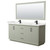 Wyndham Strada 72 Inch Double Bathroom Vanity in Light Green, White Quartz Countertop, Undermount Square Sinks (1-Hole), Matte Black Trim, 70 Inch Mirror - WCF414172DLBWQUNSM70