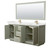 Wyndham Strada 72 Inch Double Bathroom Vanity in Light Green, White Quartz Countertop, Undermount Square Sinks (1-Hole), Satin Bronze Trim, 70 Inch Mirror - WCF414172DLZWQUNSM70