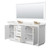 Wyndham Strada 72 Inch Double Bathroom Vanity in White, White Quartz Countertop, Undermount Square Sink (3-Hole), Satin Bronze Trim, 70 Inch Mirror - WCF414172DWZWQUS3M70
