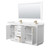 Wyndham Strada 66 Inch Double Bathroom Vanity in White, Carrara Cultured Marble Countertop, Undermount Square Sink, Satin Bronze Trim, 58 Inch Mirror - WCF414166DWZC2UNSM58