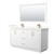 Wyndham Icon 66 Inch Double Bathroom Vanity in White, Giotto Quartz Countertop, Undermount Square Sinks (1-Hole), Satin Bronze Trim, 58 Inch Mirror - WCF111166DWZGTUNSM58