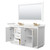 Wyndham Icon 66 Inch Double Bathroom Vanity in White, White Quartz Countertop, Undermount Square Sinks (3-Hole), Satin Bronze Trim, 58 Inch Mirror - WCF111166DWZWQUS3M58