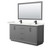 Wyndham Strada 66 Inch Double Bathroom Vanity in Dark Gray, Giotto Quartz Countertop, Undermount Square Sink (1-Hole), Matte Black Trim, 58 Inch Mirror - WCF414166DGBGTUNSM58