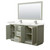 Wyndham Strada 66 Inch Double Bathroom Vanity in Light Green, Giotto Quartz Countertop, Undermount Square Sinks (1-Hole), Brushed Nickel Trim, 58 Inch Mirror - WCF414166DLGGTUNSM58