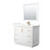 Wyndham Icon 42 Inch Single Bathroom Vanity in White, Giotto Quartz Countertop, Undermount Square Sink (1-Hole), Satin Bronze Trim, 34 Inch Mirror - WCF111142SWZGTUNSM34