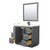 Wyndham Icon 42 Inch Single Bathroom Vanity in Dark Gray, Giotto Quartz Countertop, Undermount Square Sink (1-Hole), Matte Black Trim, 34 Inch Mirror - WCF111142SGBGTUNSM34