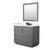 Wyndham Icon 42 Inch Single Bathroom Vanity in Dark Gray, White Quartz Countertop, Undermount Square Sink (3-Hole), Matte Black Trim, 34 Inch Mirror - WCF111142SGBWQUS3M34