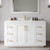 Wyndham Miranda 54 Inch Single Bathroom Vanity in White, White Quartz Countertop, Undermount Square Sink (1-Hole), Brushed Gold Trim, 46 Inch Mirror - WCF292954SWGWQUNSM46