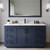Wyndham Miranda 60 Inch Single Bathroom Vanity in Dark Blue, White Quartz Countertop, Undermount Square Sink (1-Hole), Matte Black Trim, 58 Inch Mirror - WCF292960SBBWQUNSM58