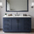 Wyndham Miranda 60 Inch Single Bathroom Vanity in Dark Blue, White Quartz Countertop, Undermount Square Sink (3-Hole), Matte Black Trim, 58 Inch Mirror - WCF292960SBBWQUS3M58
