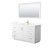 Wyndham Miranda 60 Inch Single Bathroom Vanity in White, Giotto Quartz Countertop, Undermount Square Sink (1-Hole), Brushed Gold Trim, 58 Inch Mirror - WCF292960SWGGTUNSM58
