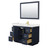 Wyndham Miranda 48 Inch Single Bathroom Vanity in Dark Blue, White Quartz Countertop, Undermount Square Sink (1-Hole), Brushed Gold Trim, 46 Inch Mirror - WCF292948SBLWQUNSM46