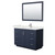 Wyndham Miranda 48 Inch Single Bathroom Vanity in Dark Blue, White Quartz Countertop, Undermount Square Sink (1-Hole), Brushed Nickel Trim, 46 Inch Mirror - WCF292948SBNWQUNSM46