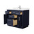 Wyndham Beckett 42 Inch Single Bathroom Vanity with Toe Kick in Dark Blue, White Quartz Countertop, Undermount Square Sink (1-Hole), Brushed Nickel Trim - WCG262642SBNWQUNSMXX