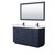 Wyndham Miranda 60 Inch Double Bathroom Vanity in Dark Blue, White Quartz Countertop, Undermount Square Sinks (1-Hole), Matte Black Trim, 58 Inch Mirror - WCF292960DBBWQUNSM58