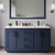 Wyndham Miranda 60 Inch Double Bathroom Vanity in Dark Blue, White Quartz Countertop, Undermount Square Sinks (1-Hole), Matte Black Trim, 58 Inch Mirror - WCF292960DBBWQUNSM58
