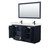 Wyndham Miranda 60 Inch Double Bathroom Vanity in Dark Blue, White Quartz Countertop, Undermount Square Sinks (1-Hole), Matte Black Trim, 58 Inch Mirror - WCF292960DBBWQUNSM58
